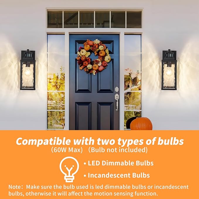 Motion Sensor Outdoor Wall Lights,Updated Dusk to Dawn Outdoor Lighting, Exterior Light Fixtures Wall Mount,Waterproof Porch Light Outside Lights for House