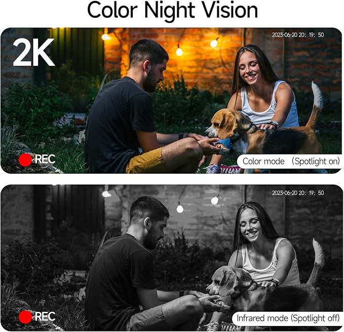 4PC Security Cameras Wireless Outdoor, 2K Battery Powered Security Camera for Home, WiFi Camera Surveillance Indoor System with Color Night Vision, IP66, 2-Way Audio, AI Motion Detection, Works/Alexa