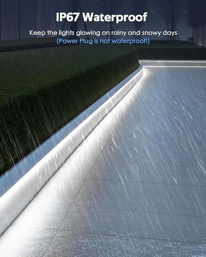 AC 110V-120V LED Strip Lights 100FT Outdoor Waterproof LED Rope Light for Outside Self-Adhesive 6000K Super Bright Cold White Plug in SMD 2835 120LED/M IP67 for Garden Patio Christmas Decor