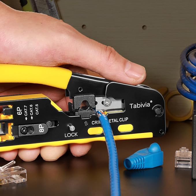 RJ45 Crimp Tool Pass Through Ethernet Crimping ToolKit Cat6 Cat5e Cat6a RJ45 Crimper