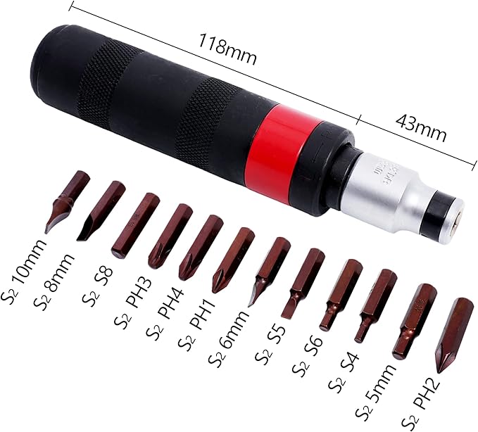 3/8" Manual Hand Impact Driver Set Extractor-12 PCS Impact Screwdriver S2 Steel Much More Durable Disengage Rusted Fasteners or Frozen Bolts Manual Reversible Impact Driver Set