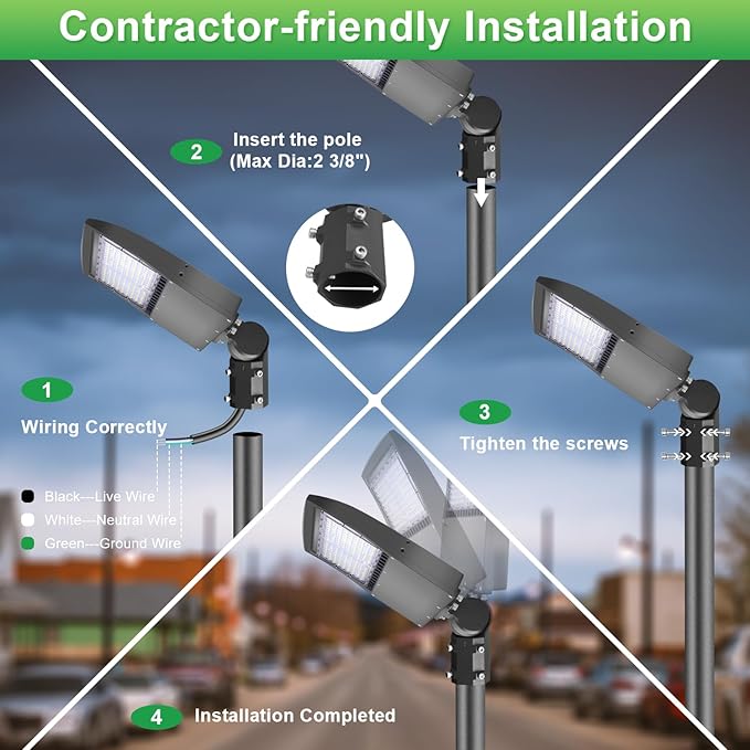 480V 150W LED Parking Lot Light, 5000K 21000LM LED Shoebox Area Light (500W HID/HPS Equiv.) with Slip Fitter Mount, Dimmable Commercial Street Lighting with 20KV Surge Protection, UL DLC Listed