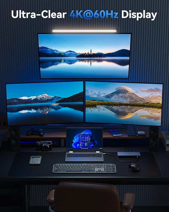 Dual HDMI Docking Station 3 Monitor,USB C Laptop Hub with 4K HDMI and Displayport, 10Gbps USB-A/C Data Transfer, 100W PD Charging, Ethernet, Audio, SD/Micro SD Slot, USB C Dock for Dell XPS/HP/Lenovo