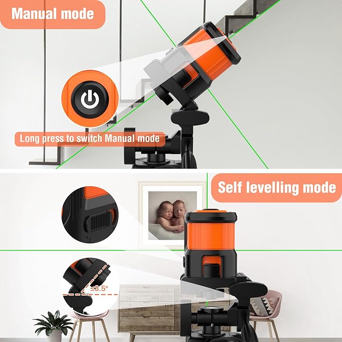 Laser Level with Tripod, LP LEIPOR Green Cross Line Lazer Leveler Tool for Picture Hanging Construction Floor Tile Wall Home Renovation, Indoor Project, Battery Included