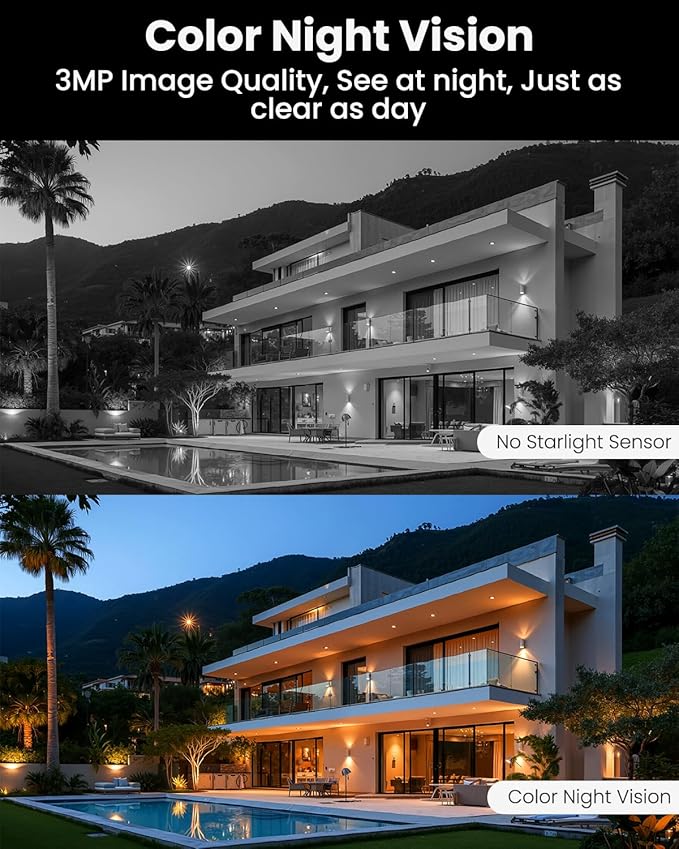 Security Cameras Outdoor Wireless, 2K Smart Battery Camera 2.4Ghz WiFi, Cameras for Home Security with Spotlight&Siren Alarm, 2-Way Audio, Color Night Vision, Motion Detection, SD/Cloud Storage