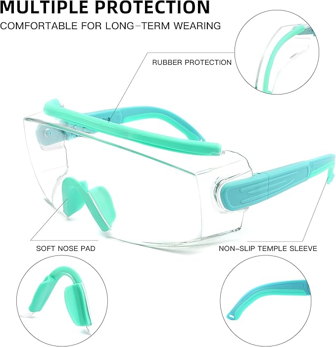 Safety Glasses Over Eyeglasses Anti Fog Safety Goggles Protective Glasses With Adjustable Frame For Men Women