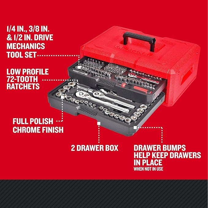 CRAFTSMAN Mechanics Tool Set, 256-Piece Hand Tool and Socket Set with 2-Drawer Tool Box (CMMT45256)