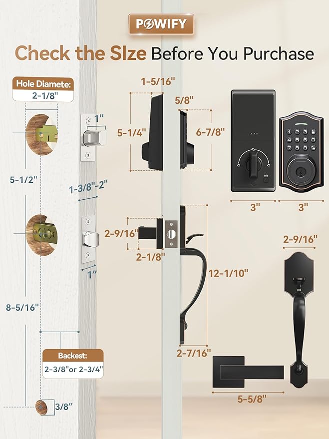 Keyless Entry Door Lock with Handle,Fingerprint Smart Front Door Lock Set,APP Control, Electronic Keypad Deadbolt with Lever Handle, Anti-Peeping, Auto Lock, Easy Install, Oil Rubbed Bronze