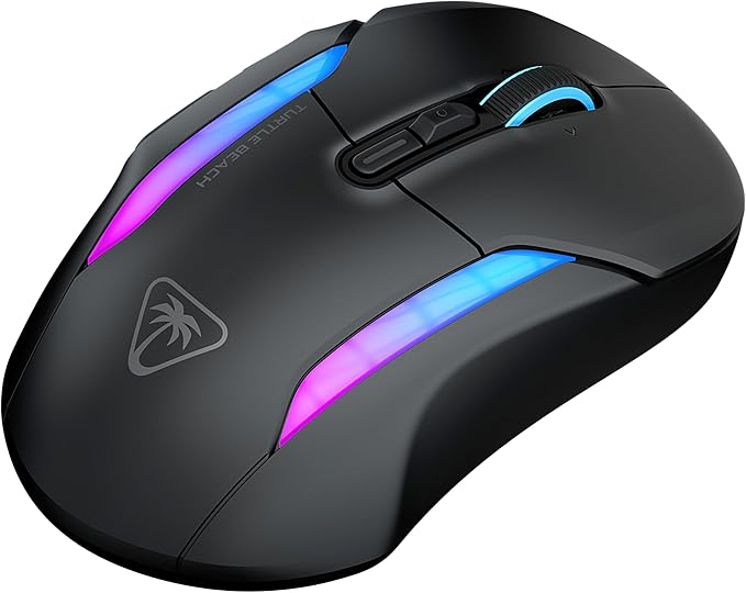 Turtle Beach Kone II Air – Wireless Ergonomic RGB Gaming Mouse, 350-Hr Battery, 26K DPI Optical Sensor, 100M Click Optical Switches, 21 Customizable Inputs, 4D Free-Spin Scroll Wheel – Ash Black
