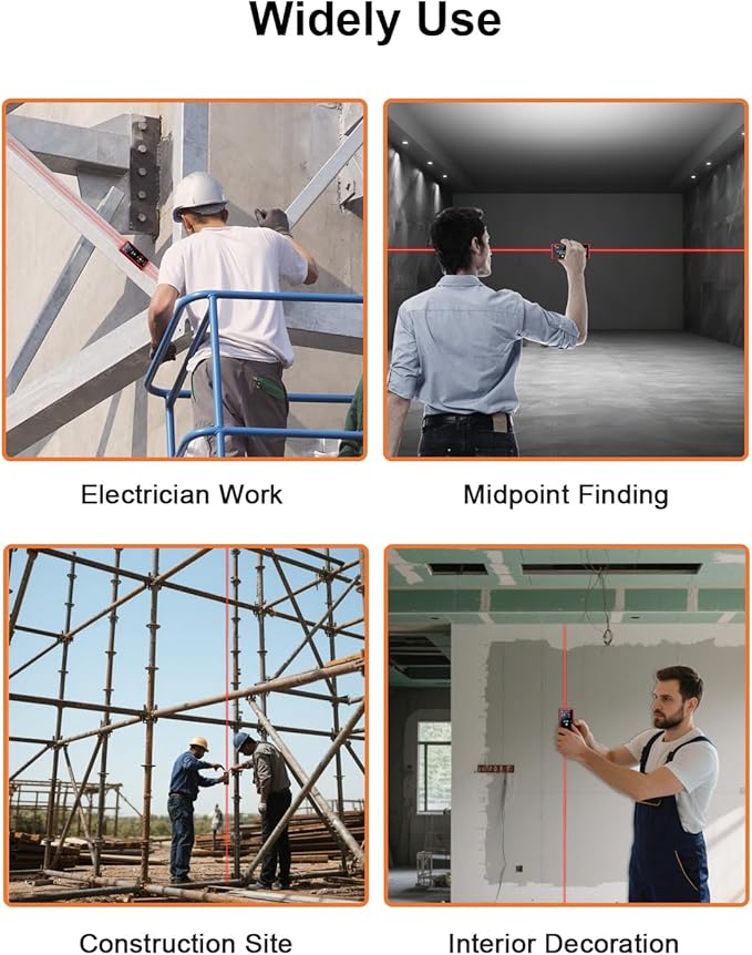 Dual Laser Measuring Tool Aluminum Shell Bi-Directional 400 Ft-in Magnetic Lazer Measurement Rechargeable Laser TapeMeasure Large LCD Digital Tape Measure with Electronic Level Bubble