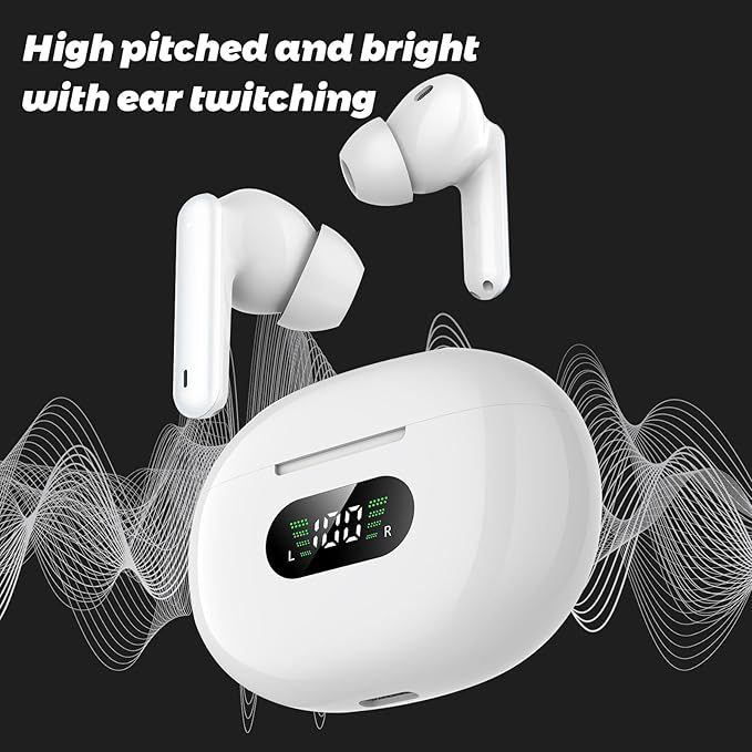 Wireless Earbuds, Bluetooth 5.4 Headphones with Deep Bass Stereo Sound, ENC Noise Cancelling Mic, IPX7 Waterproof In-Ear Earphones with LED Display, 48H Playtime, USB-C Charging for Android iOS Laptop