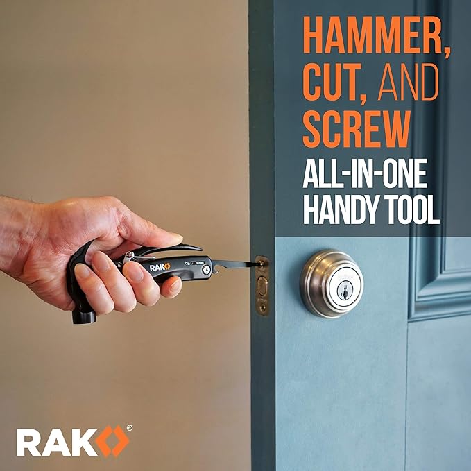 RAK Hammer Multitool BirthdayGifts for Men - Cool Unique Gifts Who Have Everything - Compact DIY Survival Multi Tool - Backpacking & Camping Accessories - Gadget Gifts