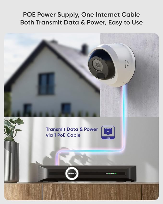 SANNCE 5MP PoE Security System, 8CH 6MP Surveillance NVR with 4PCS 5MP HD Weatherproof Dome Cameras with H.265 Video Compression, Smart IR LED, APP Push Alert, Remote Access (2TB HDD)
