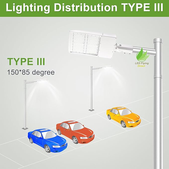 480V 300W LED Parking Lot Lights, White Housing LED Street Light 42,000LM 5000K 1-10V Dimmable Outdoor Pole Heads 1000W MH/HPS Equiv. LED Street Light DLC UL Certified