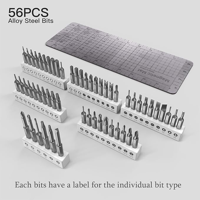 Electric Screwdriver Kits, 66 in 1 Power Screwdriver Sets, Mini Electric Screwdriver with 56 Magnetic Bits, Earphone Cleaner, Precision Small Screwdrivers Electric for Phone