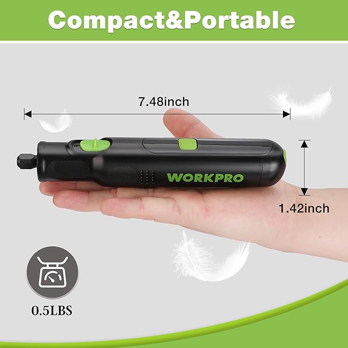 WORKPRO Cordless Rotary Tool, 8V Rotary Tool Kit with 117 Accessories, 6 Variable Speed, Type-C Charging, LED Work Light, Power Rotary Tool for Sanding, Polishing, Engraving, Drilling, Cutting, DIY