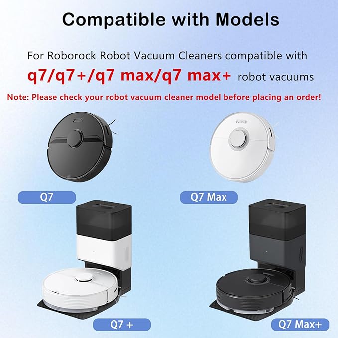 21 Pcs Replacement Parts Compatible for Roborock Q7+ Q7 Max+ Vacuum Cleaner Accessories Kits, 1 Main Brush 4 Mop Pad 4 Hepa Filters 6 Side Brush 4 Vacuum Bags 1 Cleaning Tool 1 Screwdriver