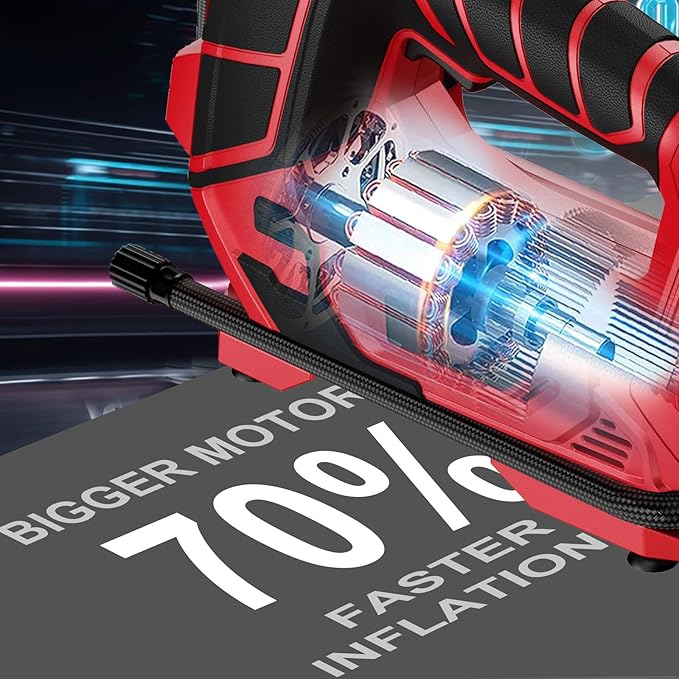 Air Compressor for Pneumatic Brad Nailer Stapler, Compatible with Milwaukee 18V Battery (Tool Only), 120 PSI Oil Free Cordless Portable Compressor, 160PSI Digital Tire Inflator for Pickup, Tire