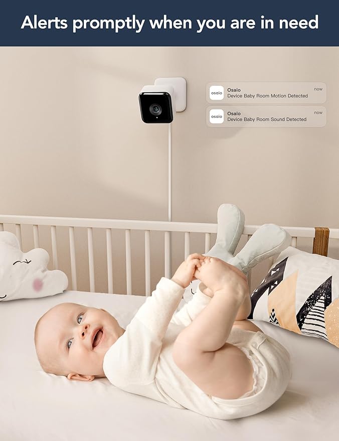 GNCC Baby Monitor with Camera and Audio, Baby Monitor WiFi Smartphone 2.4 GHz with Motion and Sound Detection, Pet Security Camera Indoor, 1080P HD Night Vision,Two-Way Audio, SD or Cloud Storage