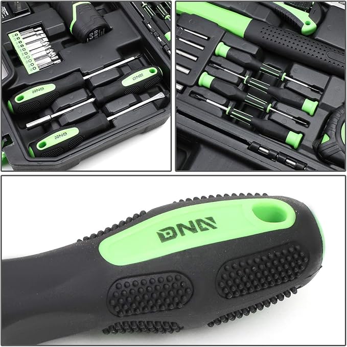 DNA MOTORING 27pcs 12V 1300mAh Cordless Drill Set, Drill Driver Home Tool Kits Combination Tool Set, Tool Kit with Drill For Home, DIY, Maintenance, Green, TOOLS-00018