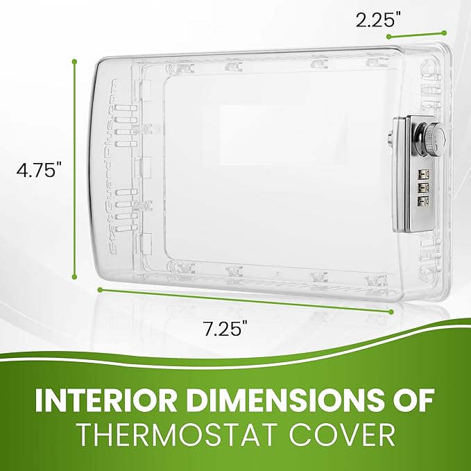 StatGuardPlus XL2 Universal Thermostat Cover with Combination Lock, Clear Thermostat Lock Box Includes Wall-Cover for Clean Look (Fits thermostats 4.5 x 7 x 2.5). Keyless Too.