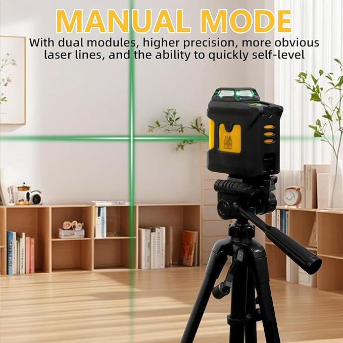 360 ° laser level, 150FT self leveling crosshair laser - used for homes and buildings, orange self leveling crosshair laser, L-shaped bracket, 4 AA batteries included