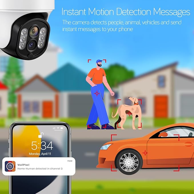 xmartO 16CH 12-Camera WiFi6 Security Camera System Wireless Outdoor/Indoor, 10CH 4K NVR with 4X 2K HD Dual Lens Cameras with Auto Tracking, 1TB HDD (Plug-in 24/7 Surveillance, Long Range WiFi)