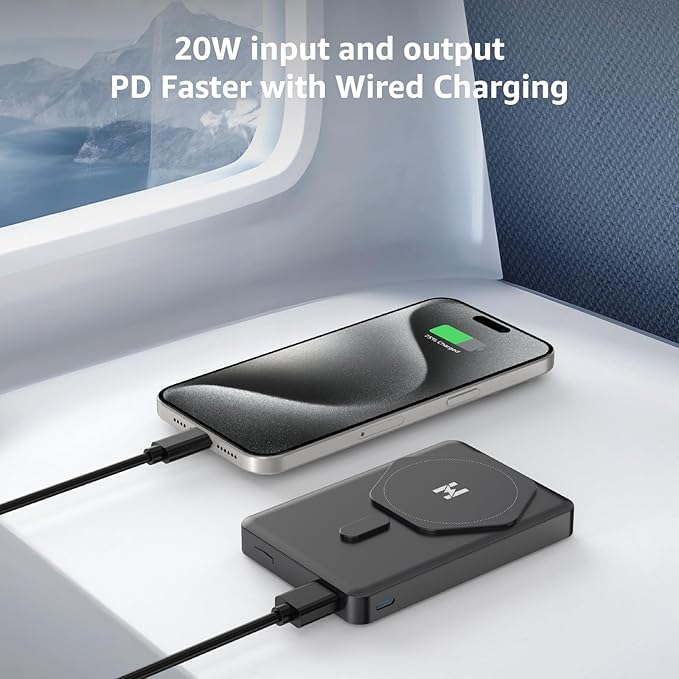 Portable Charger, for Magsafe Power Bank with Foldable Alloy-Stand, 10000mAh Magnetic Battery Pack with 22.5W Fast Charging for iPhone 17/16/15/14/13/12 Series