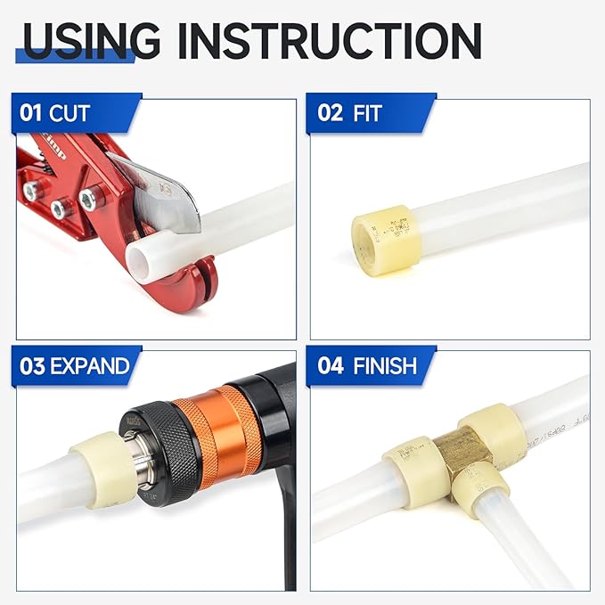 iCrimp PEX-A Expander Tool Kit with Self-Rotary Expansion Heads 1/2,3/4 and 1-Inch,PEX Cutter included for Uponor ProPEX,Wirsbo