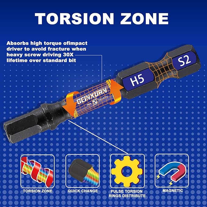 Impact Hex Screwdriver Bits Set,45 Pcs 2" Magnetic Metric(4 mm, 5 mm, 6 mm) S2 Steel Multi Driver Bits with Storage Colorful Box