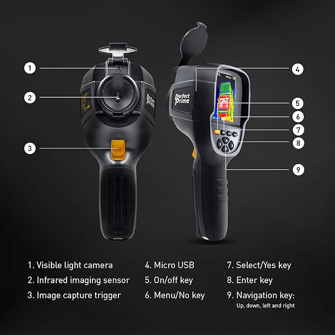 IR0019, Infrared (IR) Thermal Imager & Visible Light Camera with IR Resolution 76,800 Pixels & Temperature Range from -4~572°F, 9 Hz Refresh Rate