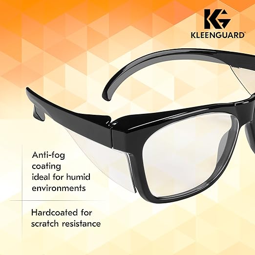 KLEENGUARD™ V30 Maverick™ Safety Glasses (56567), Clear Lenses with KleenVision™ Anti-Fog coating, Black Frame, Carrying Case, Eyewear for Men and Women