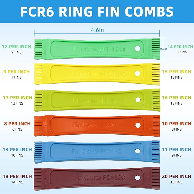 AMI PARTS 3 PCS Air Conditioner Fin Comb Condenser Fin Straightener Include FCR6 Fin Comb, Plastic Air Conditioner Fin Comb and Metal Radiator Fin Comb for Air Conditioner Condenser