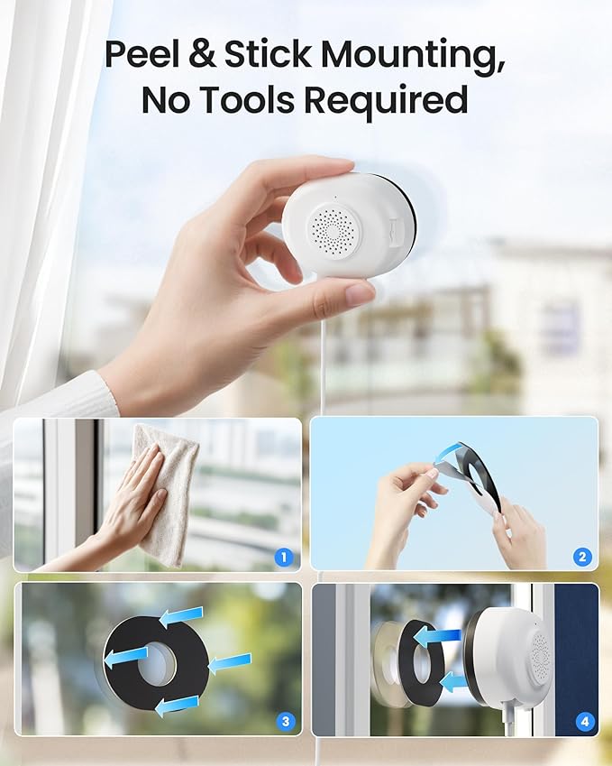 ZOSI 4 x C680 2K Window Security Camera with Full Color Night Vision, 3MP Indoor Plug-in WiFi Camera for Home Security, Human Vehicle Detection, 2.4/5GHz, Cloud/Memory Card Storage, Easy Install