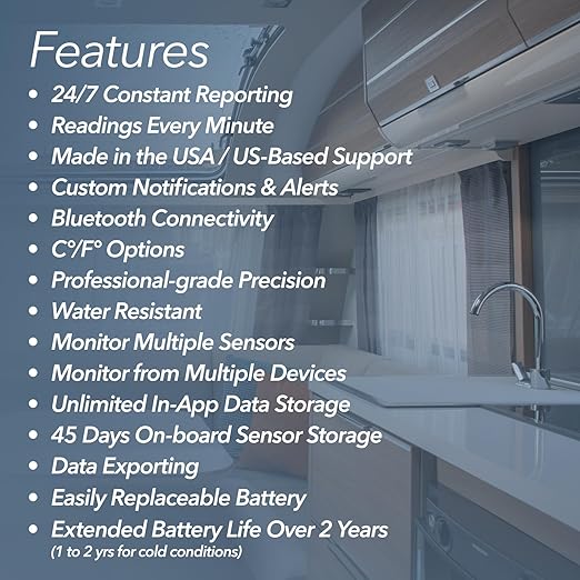 HT.w Smart Temperature Sensor & Humidity Sensor - Bluetooth Thermometer and Hygrometer with App Monitoring - Water Resistant Temperature and Humidity Monitor for RV, Basement, Fridge & More