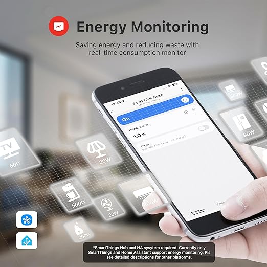 THIRDREALITY Smart Plug M1, Matter Over WiFi, Real-time Energy Monitoring, Compact Design, 15A/1800W Max, Smart Outlet, ETL Certified, Compatible with SmartThings, Home Assistant, 2.4G Wi-Fi Only