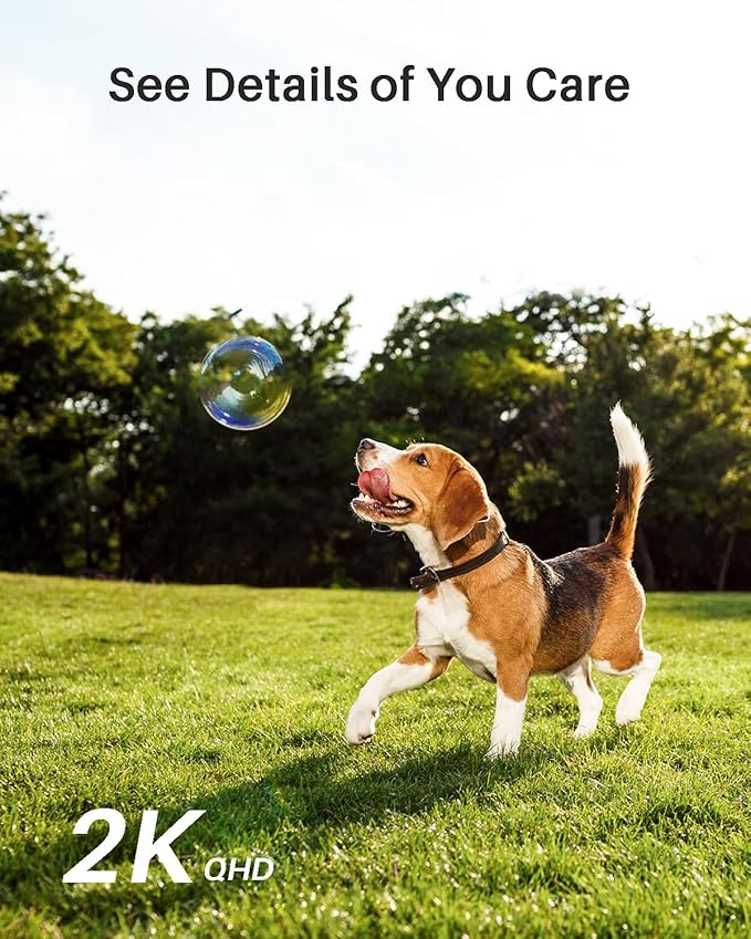 WUUK 2K Solar Security Cameras Wireless Outdoor, 2 Cam-Kit Home Security System, Color Night Vision, Forever Power, No Subscription, 32G Local Storage, Compatible for Alexa, Google Home, 2.4G&5G WiFi