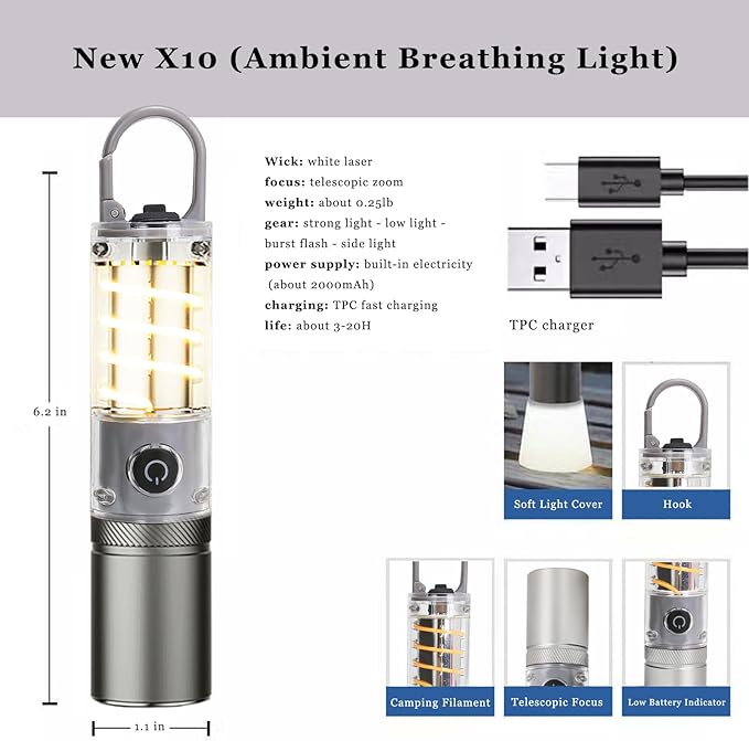 High Power Flashlights, 100000 High Lumen Rechargeable LED Flashlights, 6 Modes, Waterproof and Powerful Flashlights, Suitable for Family Camping and Hiking