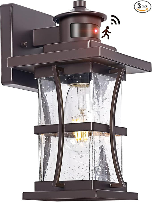 Motion Sensor Outdoor Lights - Oil Rubbed Bronze Dusk to Dawn Outdoor Lighting, Advanced Exterior Light Fixtures Wall Sconce, Waterproof Porch Light Wall Mount for Front Garage, Entryway Anti-Rust