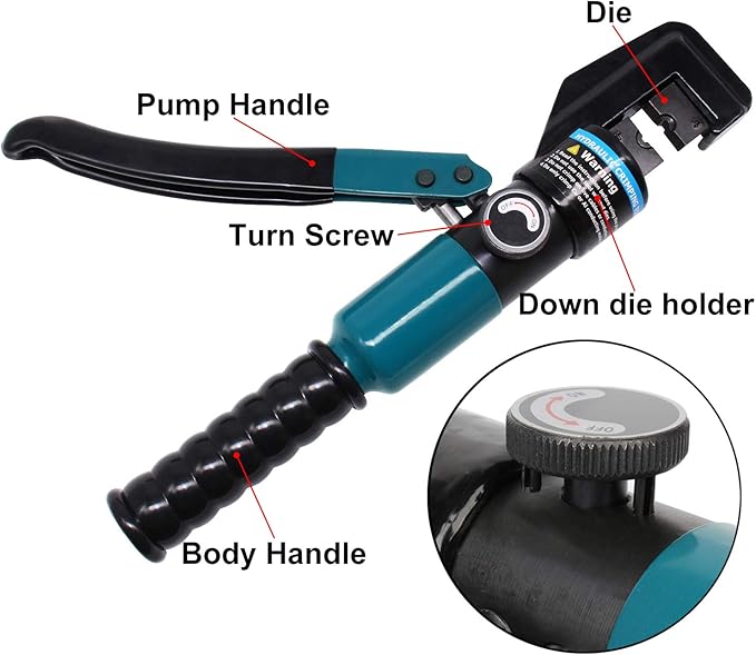 BLIKA 10 Ton Hydraulic Crimping Tool and Cable Cutter, Hydraulic Wire Battery Cable Lug Terminal Crimper Crimping Tool with 11 Dies, Wire Swaging Tool for 1/8" to 3/16" Cable Railing Hardware