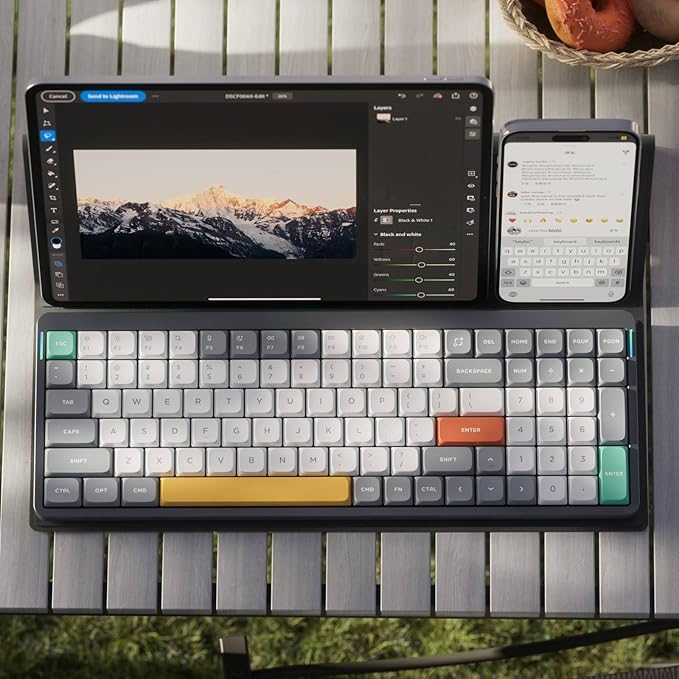 nuphy Air96 V2 Wireless Mechanical Keyboard,100 Keys RGB Backlit Keyboard,Supports Bluetooth 5.1,2.4G and Wired Connection,for PC/Laptop/Windows/Mac -Grey Gateron Cowberry Switch