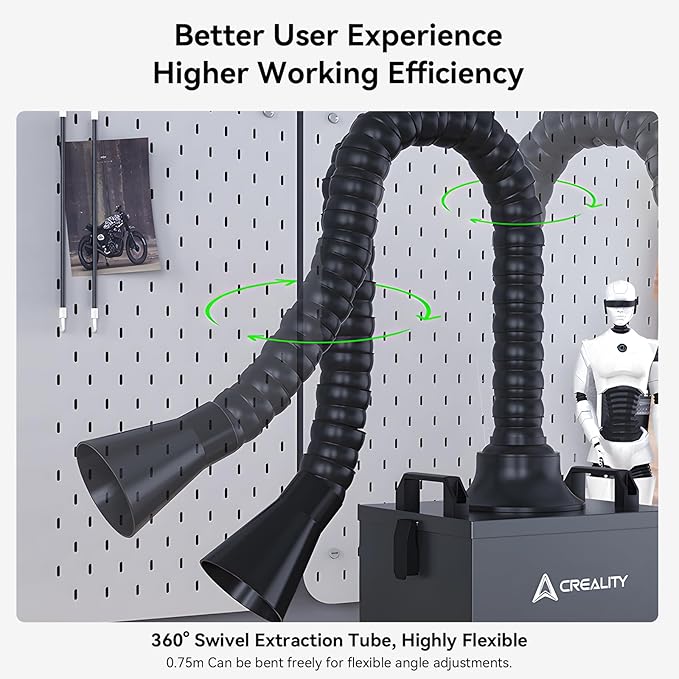 Creality Smoke Purifier with Extraction Tube, 3-Stage Filtration, 99.97% Purification Rate, Low Noise＜50dB, 200m³/h, 100W Fume Extractor for Laser Engraver Machine
