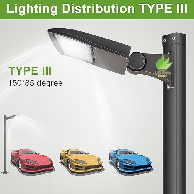 480V 150W High Voltage LED Shoebox Lights, LED Parking Lot Lighting, 480V LED Pole Area Lights, 450W MH/HPS Equiv, 5000K, Surge Protection Included, DLC UL Approved Direct Arms Mount