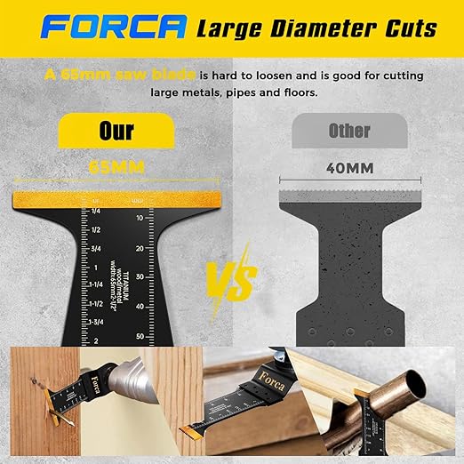 FORCA 66pcs Titanium Oscillating Tool Blades, Universal Multitool Blades for Metal Wood Cutting, Oscillating Saw Blade Kit for Dewalt Bosch Milwaukee Ryobi