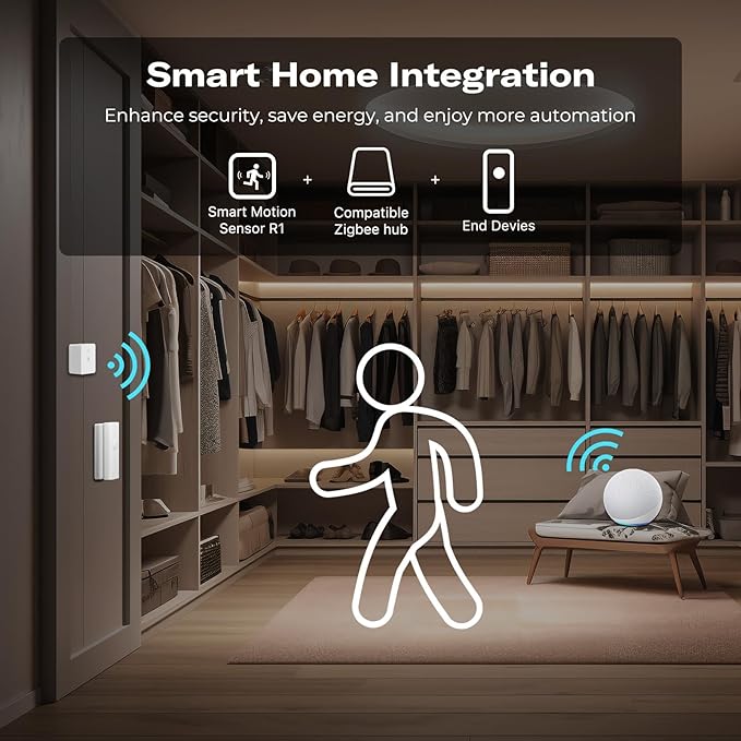 THIRDREALITY Zigbee Motion Sensor R1,Adjustable Sensitivity,Real-time Alerts,Zigbee Hub Required,Support Home Assistant,SmartThings, Homey, Hubitat or Echo Devices with Built-in Zigbee hub