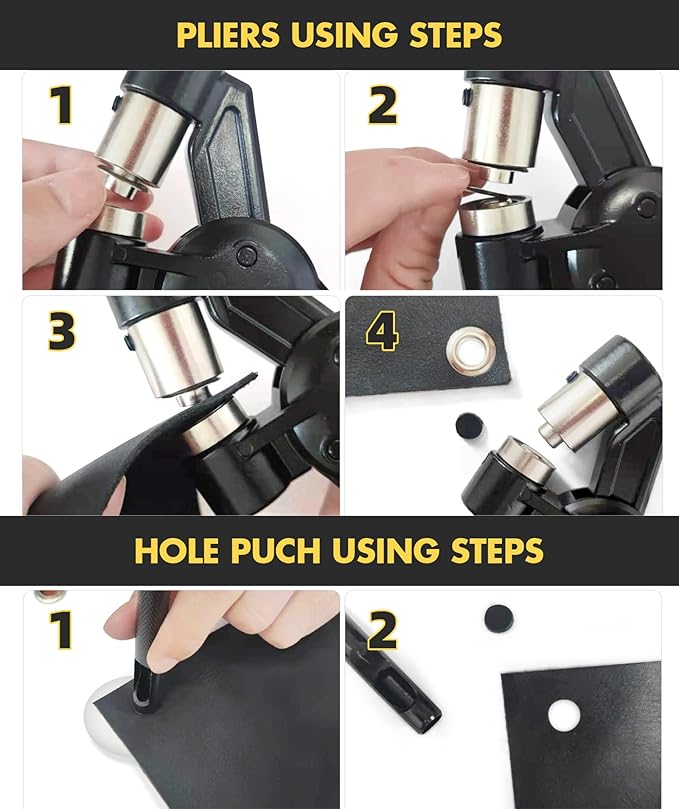 Grommet Tool Kit, 3/8 inch Handheld Eyelet Kit Manual Grommet Press Machine with 500 pcs 10 mm Grommets