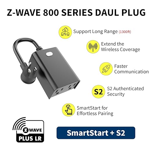 Minoston 800 Series Z-Wave Plug, Outdoor Zwave Smart Plug with 2 Individual Outlets, Waterproof Z-Wave Smart Outlet for Christmas Lights Compatible with SmartThings, Alexa, Zwave Hub Required (MP24Z)