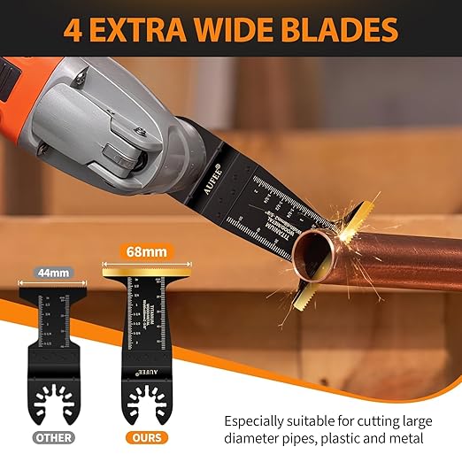 30PCS Oscillating Tool Blade, Professional Universal Titanium Multitool Blades for Wood Plastics Metal Nails, Quick Release Durable Multi Tool Blades Kits Fit Dewalt Milwaukee Ryobi Craftsman