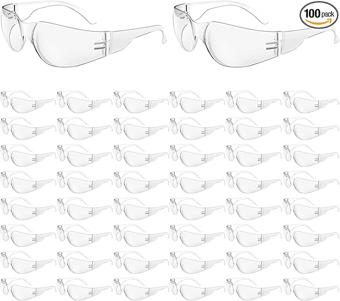 WFEANG Safety Glasses - Clear Protective Eyewear with ANSI Z87.1, Scratch and Impact Resistant, Eye Protection Glasses for Work, Lab, Construction (Pack of 50 Clear)