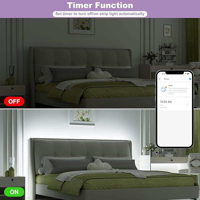 MIWISE COB LED Strip Lights 65.6ft/20m,UL-Listed CRI 90+ Dimmable 6000K Daylight White Super Bright,with APP Control/RF Remote,Work with Alexa/Google,for Cabinet/Bedroom/Kitchen DIY Lighting Projects